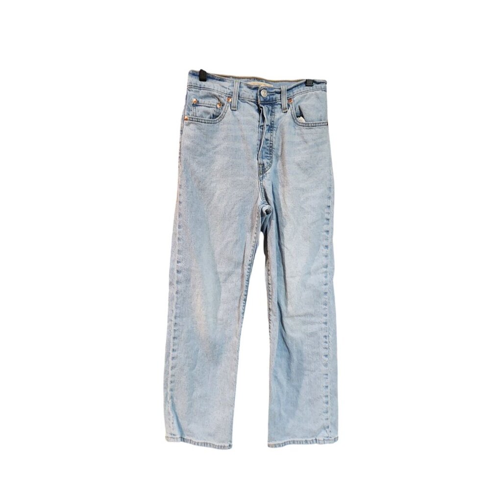 Levis Womens Ribcage Straight Button Fly light wash Denim Jeans Womens 25